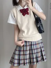姫物語 綿100% Vネックベスト【シンプルニット・JKスタイル・学生用】
