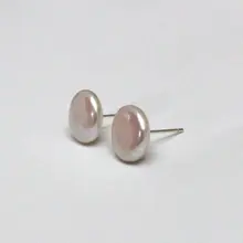 バロック淡水パールピアス【扁円・シンプル・かわいい・光沢】
