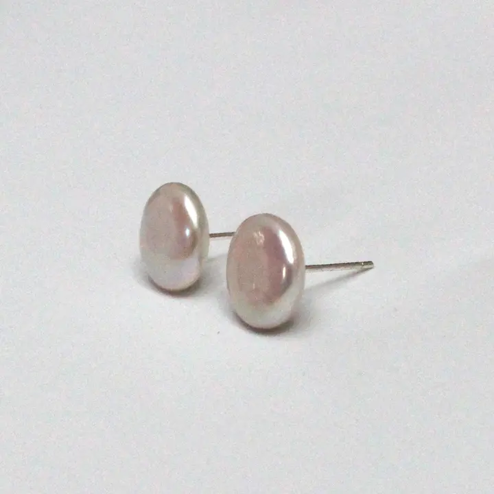 バロック淡水パールピアス【扁円・シンプル・かわいい・光沢】
