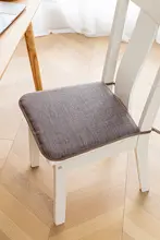 滑り止め付き麻・綿製ダイニングチェアクッション【シンプルデザイン・バンジー付き・蹄形】