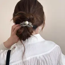 エレガントなパール付きヘアゴム【極上の柔らかさ・ダメージを与えないデザイン】