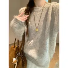 秋冬用のルーズフィット厚手ニットトップス【あたたかくて外出にも最適・長袖】（セットアップ対応）