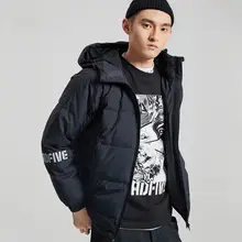 Li-Ning メンズ冬用スポーツカジュアルダウンジャケット【ショート丈・フード付き・保温性】
