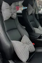 千鳥格デザインの車用ヘッドレスト＆ネックピロー【女性向け・内装用・クッション】