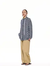 青白ストライプのカーディガン【カジュアル・フ�ライトジャケット・ショート丈】