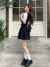 学院風の甘い小さなコーディネート【白シャツ・チェック柄ビスチェ・ワンピース】【セットアップ対応】