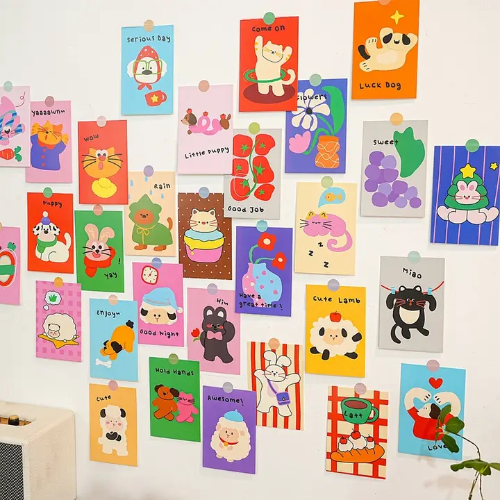 カラフルな動物イラストのウォールステッカー【子供部屋用・創造的なデコレーション・フォトプロップ】