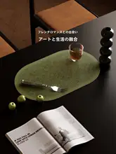 防水・防油・お手入れ簡単な異形ダイニングマット【レトログリーン・高級感あり・家庭用】