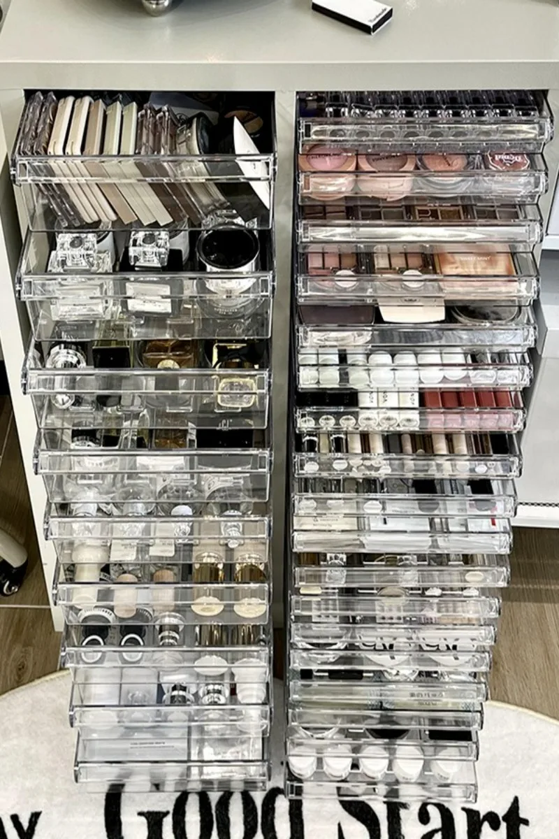 引き出し付きメイクアップ収納キャビネット【ネイルポリッシュ・アイロン製・化粧品整理用】