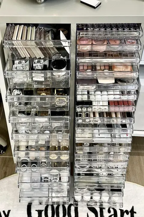 引き出し付きメイクアップ収納キャビネット【ネイルポリッシュ・アイロン製・化粧品整理用】