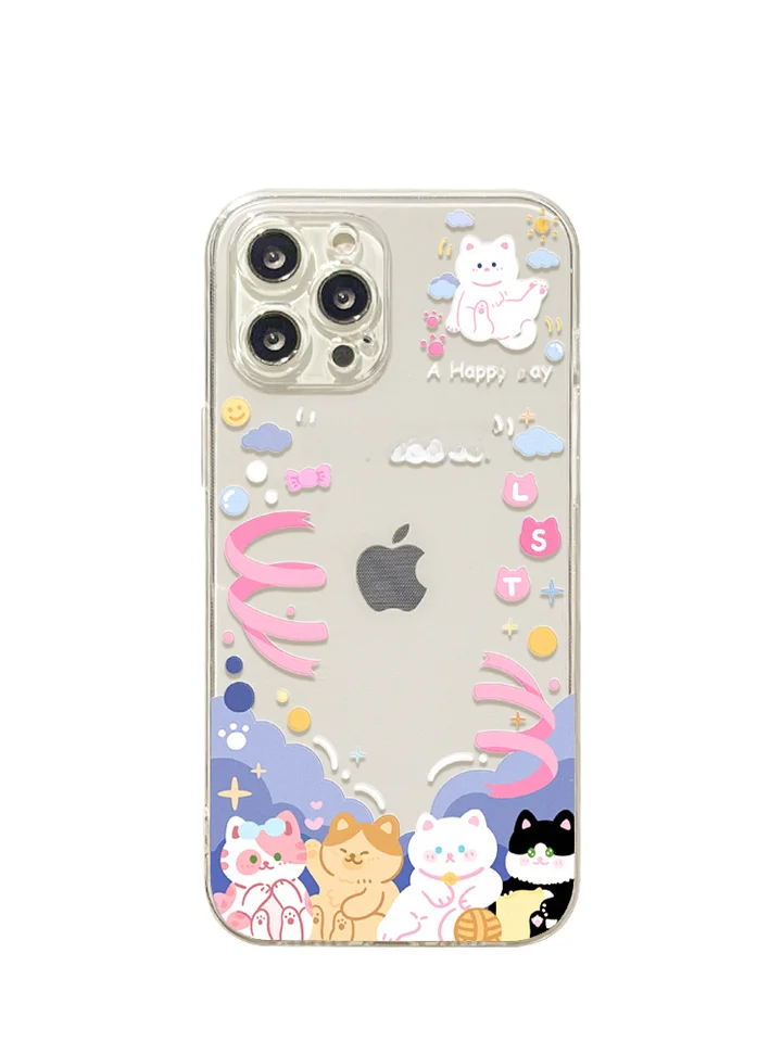 かわいいカートゥーン猫耳デザインのiPhoneケース【シリコン製・14ProMax対応・個性的】