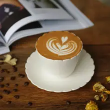 コーヒーカップ 取っ手付き マット シンプル 花びら型 ラテアート用 おしゃれ 誕生日プレゼント