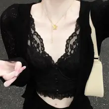 シフォンレースのキャミソールトップス【セクシー・フィッシュボーンデザイン・女性用】