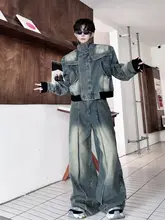 デザイン性の高いクラシックなデニムジャケット【アシンメトリー・ショート丈・カジュアル】