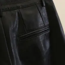 ハイウエストストレートフィットパンツ【本革・カジュアル・ショートパンツ・春用】