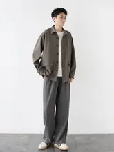 粗斜め織りのワイドパンツ【リラクシング・ユニセックス・スリム効果】（セットアップ対応）