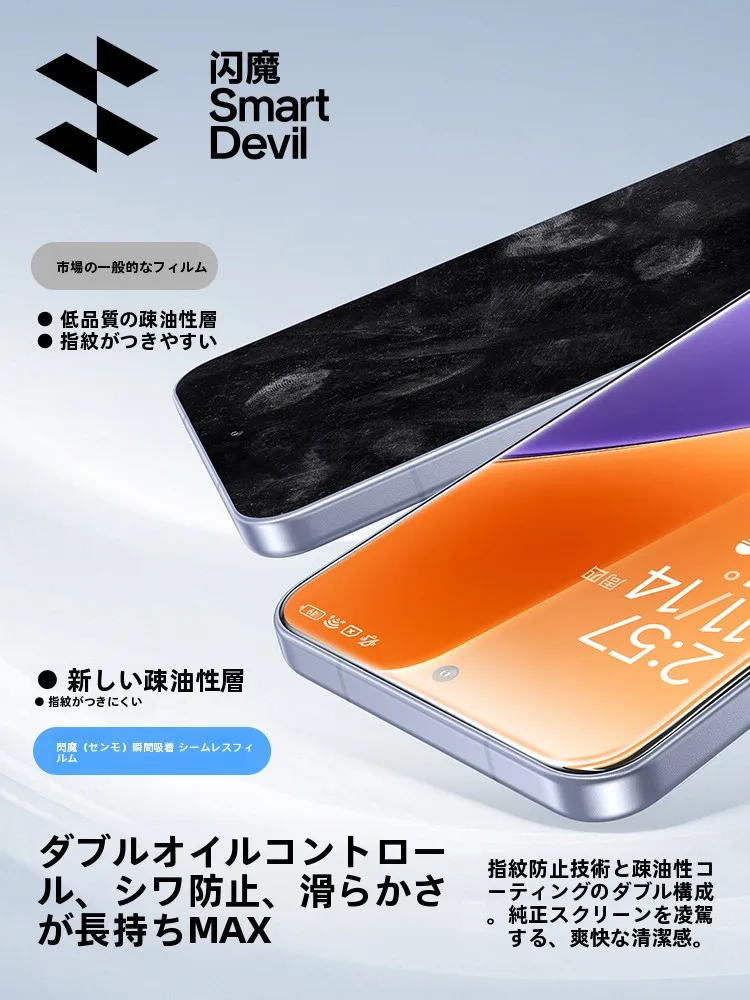 SmartDevil 闪魔ガラスフィルム：MIUIスマホの高透明・耐衝撃保護に最適な貼り付けソリューション