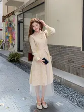 新中式デザインのシャツワンピース【春秋用・エアリーなチュールスカート・2点セット対応】
