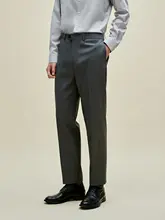 精紡羊毛製 メンズテーパードパンツ【快適な履き心地】