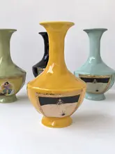 手描き陶器花瓶【高級感あるデザイン・リビング用・花器】