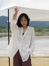 ホワイトウォッシュリネンオーバーサイズシャツ【ユニセックス・リネン素材】