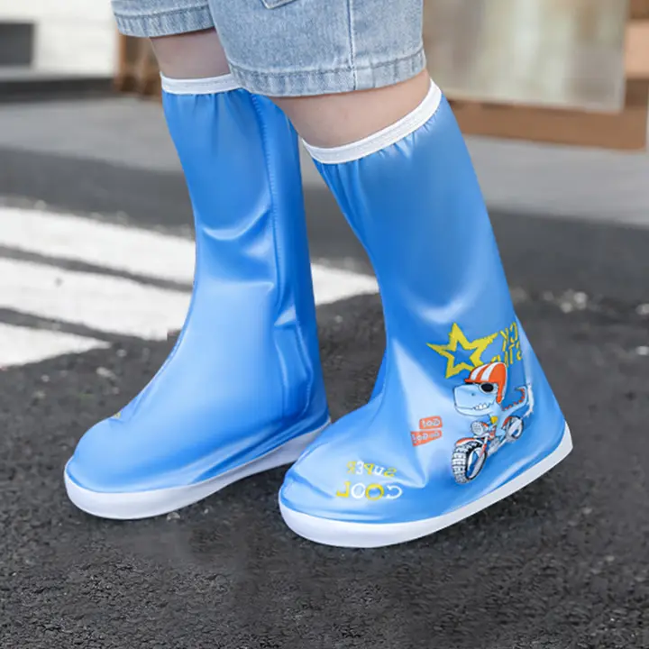 子供用防水シューズカバー【滑り止め・厚手・耐磨耗・雨靴用】
