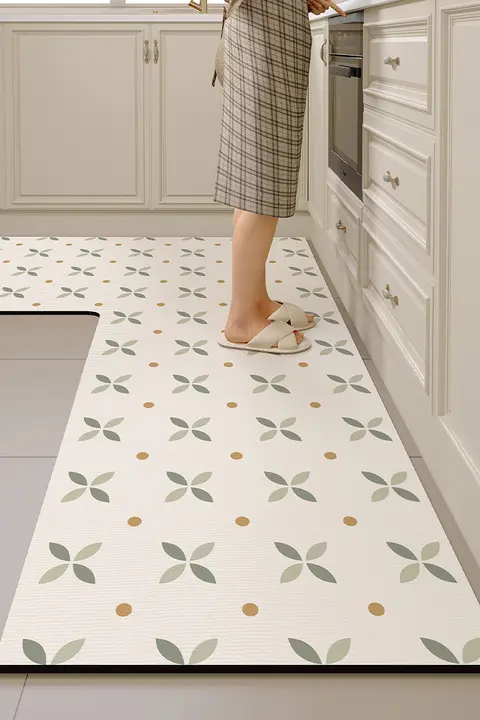 角型キッチン用マット【滑り止め・撥油・洗浄可能・L型・吸水性・家庭用・汚れにくい】