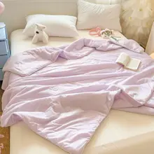 夏用シンプルクールシルクブランケット【洗濯機対応・滑らかな肌触り・シングルおよびダブル対応】