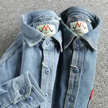 クラシックデザインのビンテージデニムシャツ【春秋用・シンプルなワークスタイル・メンズ】