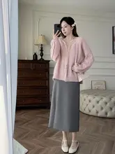 高比例モヘア編み立体デザインのピンクニットカーディガン【ランタンスリーブ】