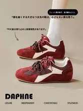 レディース レトロスタイルの赤いスニーカー【カジュアル・通気性・平底】