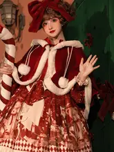 ロリータ風 スウィートコスチュームドレス【キャップ付き・クリスマス・新年向け】