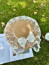 レースリボンデザインの女性用草帽【春夏秋用・日焼け防止・おしゃれな外出用】
