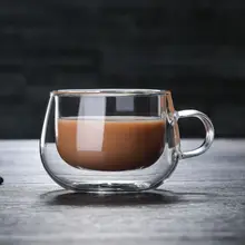 耐熱ガラスカップ コーヒーカップ お花茶カップ 二重断熱カップ 持ち手付きカップ