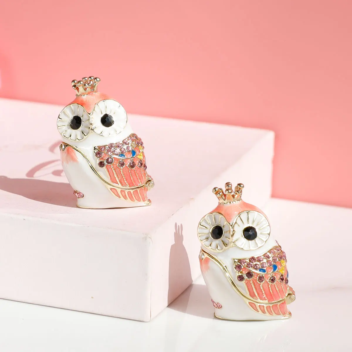 ミニクラウンフクロウのジュエリーボックス【おしゃれなインテリア・化粧台用】