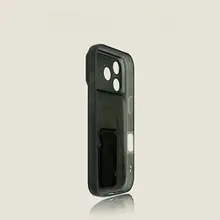 iPhone用透過ブラック一体型スタンドケース【ソフトカバー・防衝撃・スタイリッシュ】