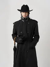 洗練されたデザイン！黒のシェイプコート【ウエストタイト・ロング丈・紳士用】