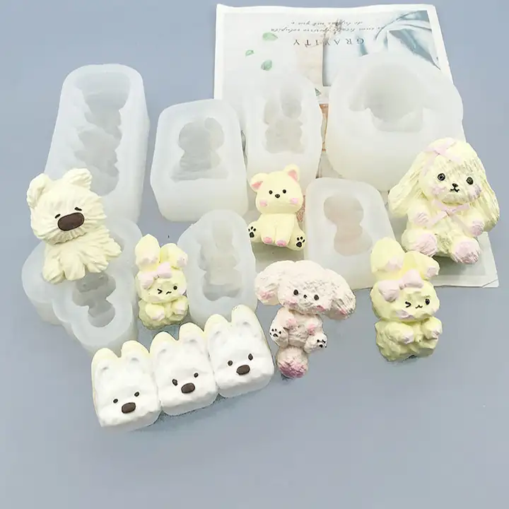 西高地シリーズモールド まばたきウサギ・おもちゃウサギ・巻き毛小犬のDIY手作りモールド
