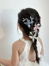 蝶のデザインの子供用ヘアクリップ【網状・側面クリップ・髪飾り】
