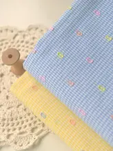 カラフルな小格子柄の子供用夏秋シャツワンピース【綿ポリエステル・イエロー＆ブルー】（セットアップ対応）