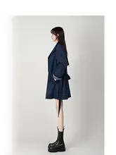 春用カラーブロックチェックトレンチコート【ロング丈・レディース】