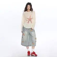 海星プリント薄手長袖Tシャツ【レディース・夏用・デザイン・日焼け防止】