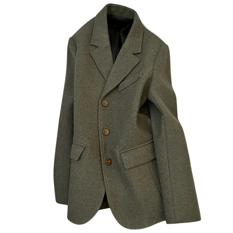 ノルウェーグリーン ヴィンテージウールジャケット【カジュアルデザイン・女性用・シングルブレスト】