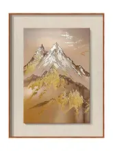 金箔仕上げの手描きオイルペインティング 新中式玄関装飾画【軽奢スタイル・リビング用】