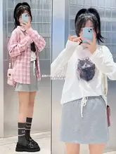 チェック柄長袖シャツ【ゆったりカジュアル・春用・女性用】