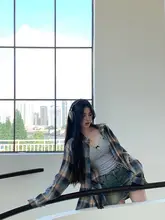 不規則デザインのレトロデニムスカート【春秋用・女性用・ハイウエスト】