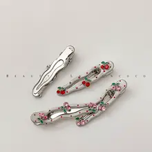 レトロドットチェリーベビークリップ2個セット【ヘアバンド・サイドクリップ用】