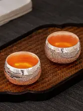 純銀製 ティーカップ【大容量・槌目模様】