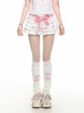 Aライン ティアードミニスカート レディース 子猫柄 総柄 ハイウエスト ふんわり 着痩せ 甘辛MIX 夏 「BASTERDS」