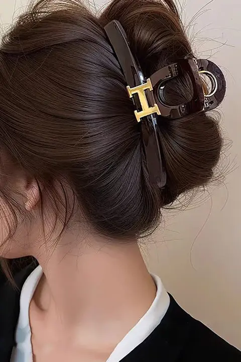 高級感漂う大ぶりH型ヘアクリップ【多毛対応・シンプルデザイン】
